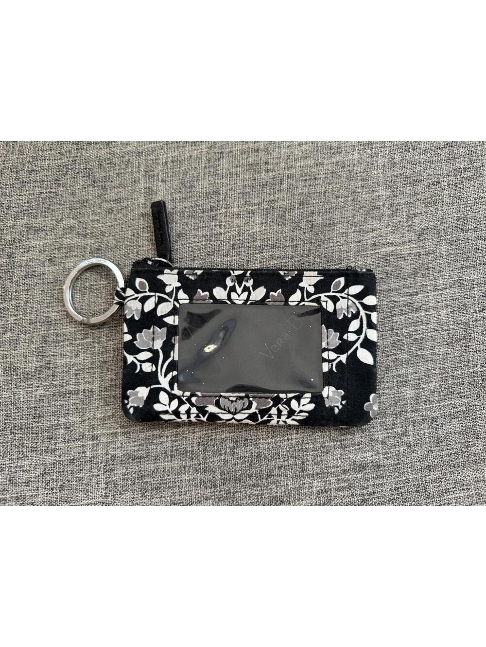Vera Bradley Zip ID Case In Chandelier Noir Black Floral